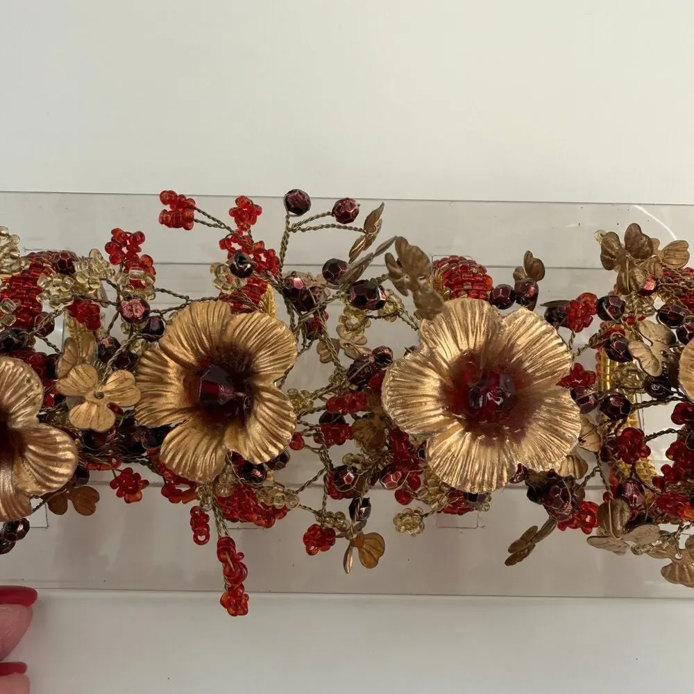 PIER 1 Gold and Beaded Fall Napkin Rings Set of 4 Thanksgiving Christmas